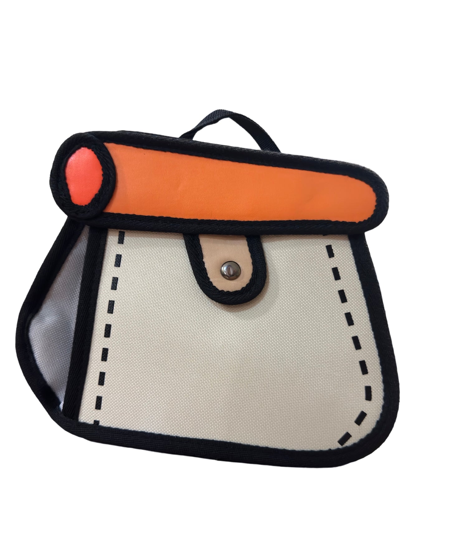 Bolso de mano con cadena metal, diseño de dibujo animado 2D