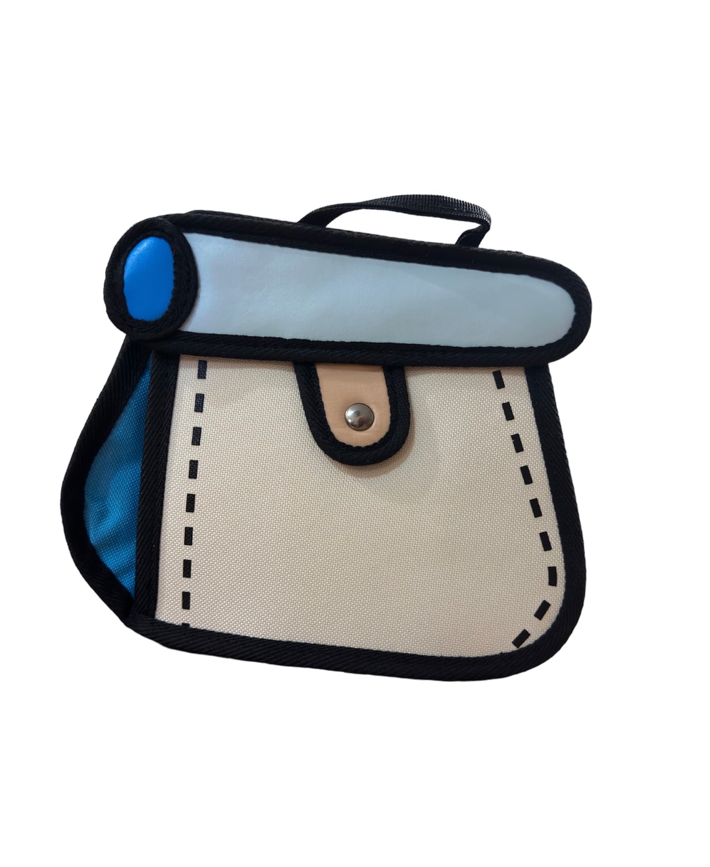 Bolso de mano con cadena metal, diseño de dibujo animado 2D